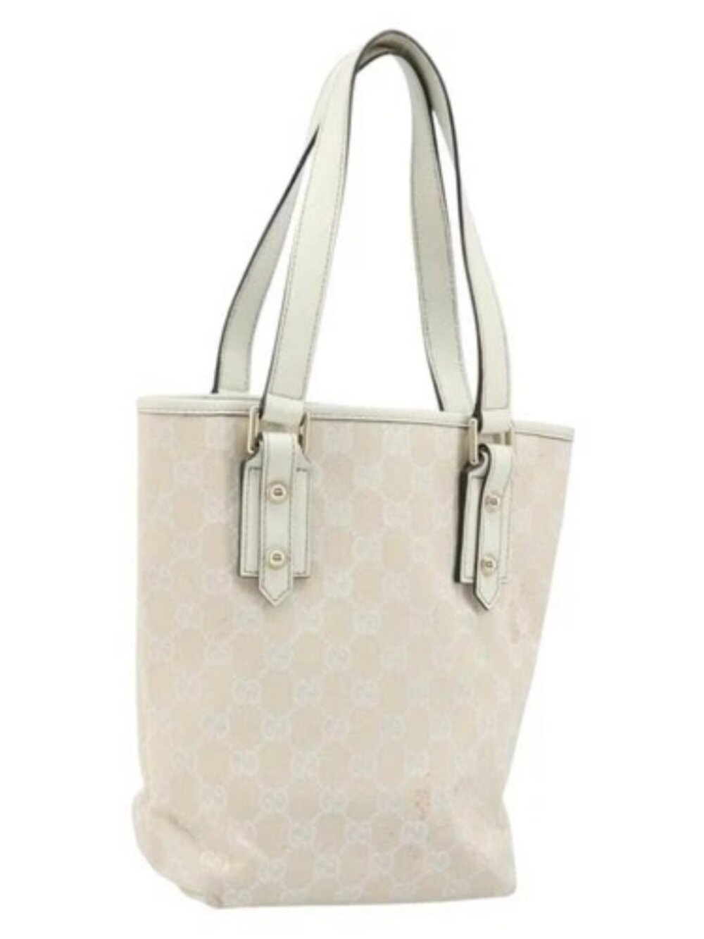 GUCCI GG Canvas Tote Bag Outlet Gold White 257250 Auth am10958